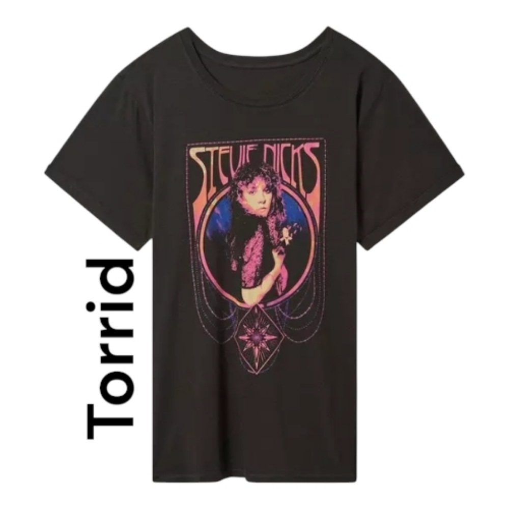 New! Stevie Nicks Classic Fit Cotton Roll Sleeve Tee Sz 1X